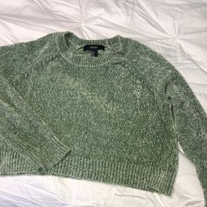 FOREVER21 cropped Green Chenille sweater